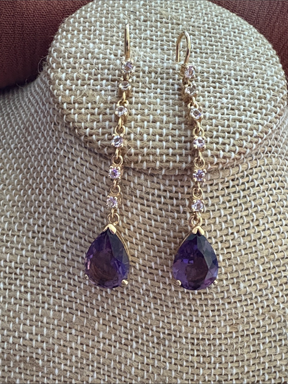 Gold Drop amethyst earrings